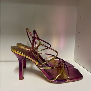 Marc Fisher Elegant Strappy Heels in Pink and Gold